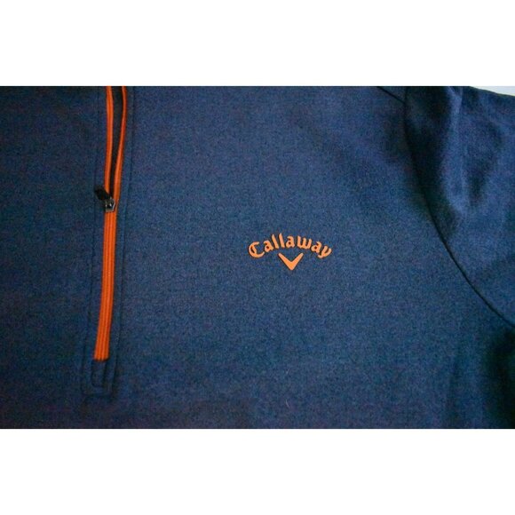 Callaway Golf Men's Med Pullover Quarter Zip Jacket Performance Blue Orange - Picture 5 of 7